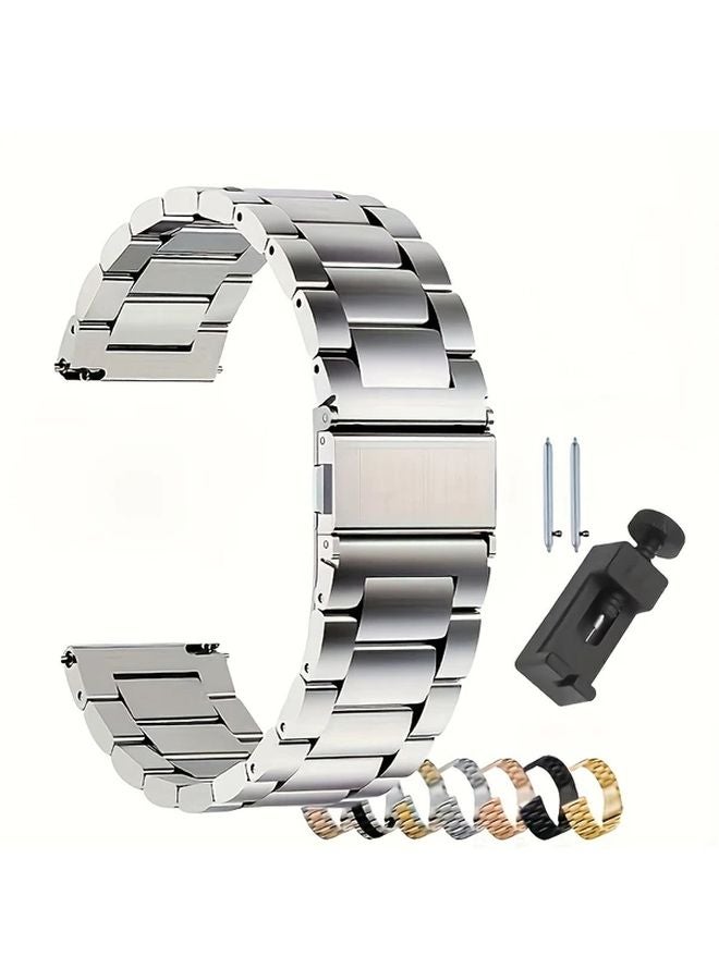 22mm Mixed Color Stainless Steel Watch Band Replacement For Samsung Galaxy Garmin Ticwatch Fossil Smartwatch - Image 1